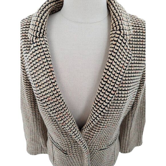 Cartonnier Women's Cream and Black Single Button Tweed Blazer Size Large - Picture 5 of 13